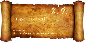 Klupp Ildikó névjegykártya